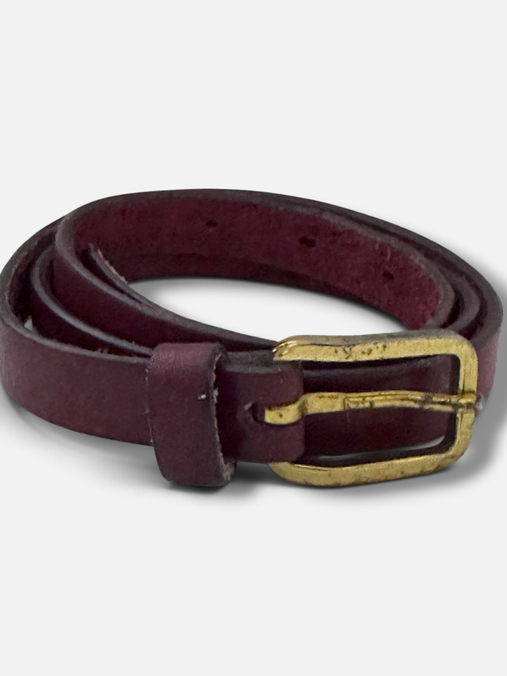 VINTAGE OXBLOOD SKINNY LEATHER BELT SMALL